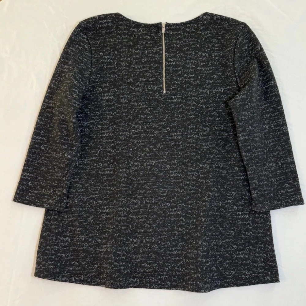 W5 Anthropologie Black Heathered Pullover Sweater Shirt Back Zip Size M USA Made - Picture 7 of 8